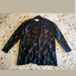 Lane Bryant Navy Blue and Gold Cardigan